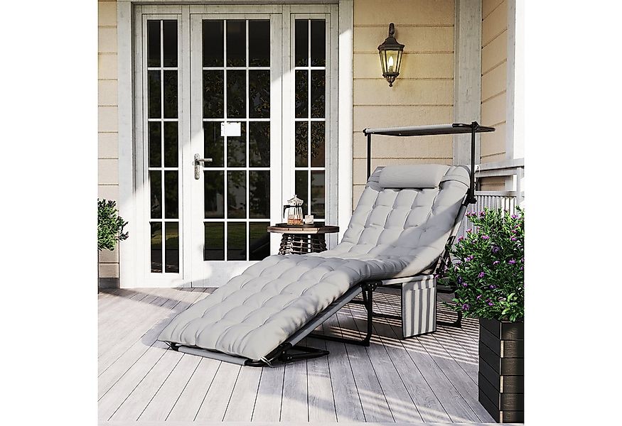 Outsunny Gartenliege mit Dach Matratze, 4-Fach verstellbare Rückenlehne, kl günstig online kaufen