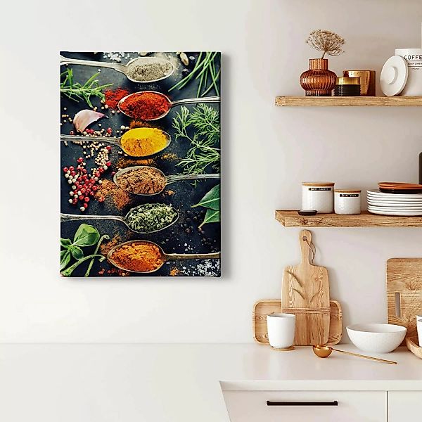Bricoflor Wandbild Für Küche Mit Gewürzen Buntes Küchenbild Auf Leinwand Im günstig online kaufen