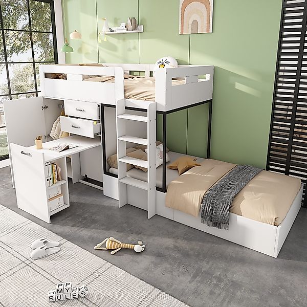 Flieks Etagenbett, Kinderbett 90x200cm mit ausziehbarem günstig online kaufen