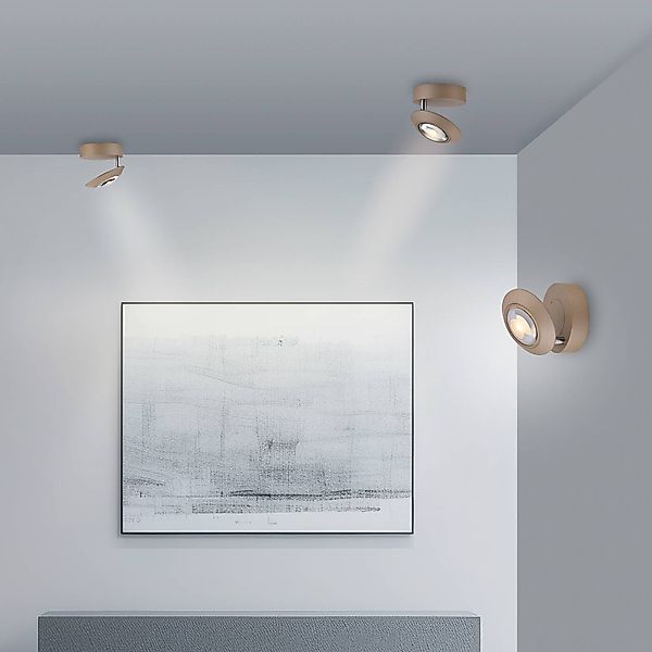 PURE LED-Deckenlampe Oculis bronzefarben, Ø 15 cm Eisen/Glas günstig online kaufen