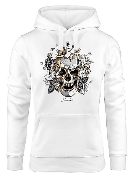 Neverless Hoodie Hoodie Damen Totenkopf Rosen günstig online kaufen