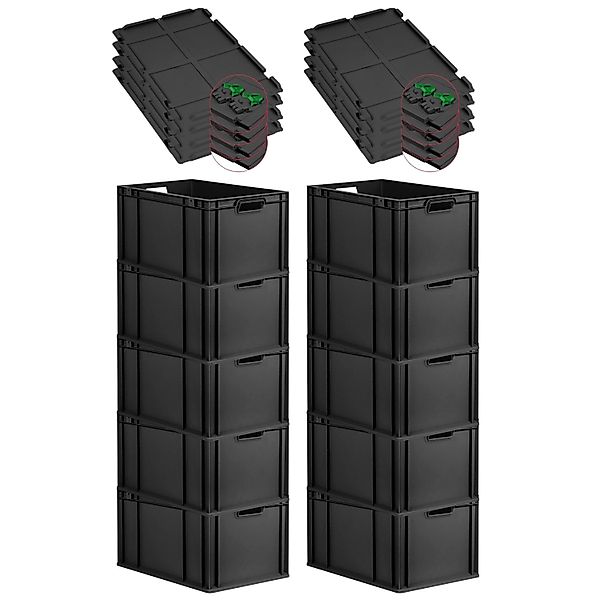 PROREGAL SuperSparSet 10x Eurobox Nextgen Grip Mit Scharnierdeckel Und Grün günstig online kaufen