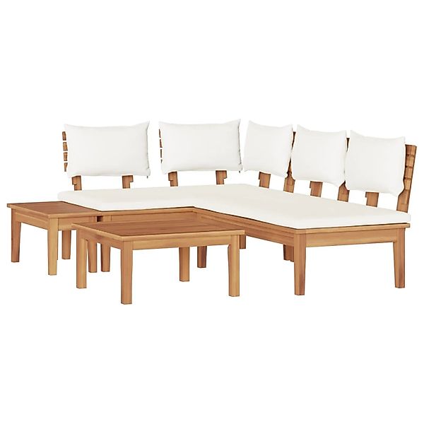 vidaXL Gartenbänke Set mit Kissen mit Speicher 4-Tlg Braun Creme 3356864 günstig online kaufen