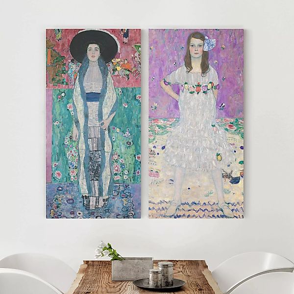 2-teiliges Leinwandbild Portrait Gustav Klimt - Adele Bloch-Bauer und Mäda günstig online kaufen