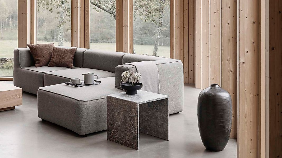 VARU Beistelltisch Set 2-teilig  Naturstein Marmor Tundra Grau günstig online kaufen