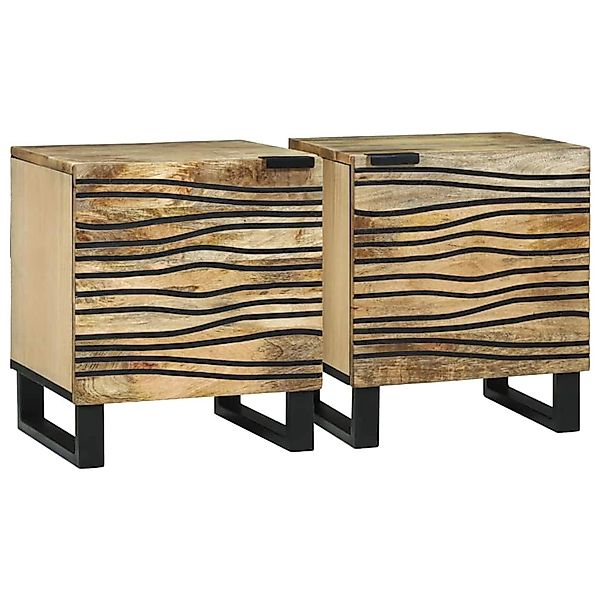 vidaXL Nachttisch 2 Stk Braun 40 x 33 x 46 cm Massives Mangoholz 4017933 günstig online kaufen