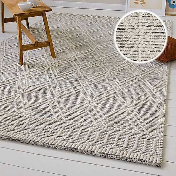my home Teppich »Eleena«, rechteckig, 8 mm Höhe, 70% Wolle, handgewebt, Rau günstig online kaufen