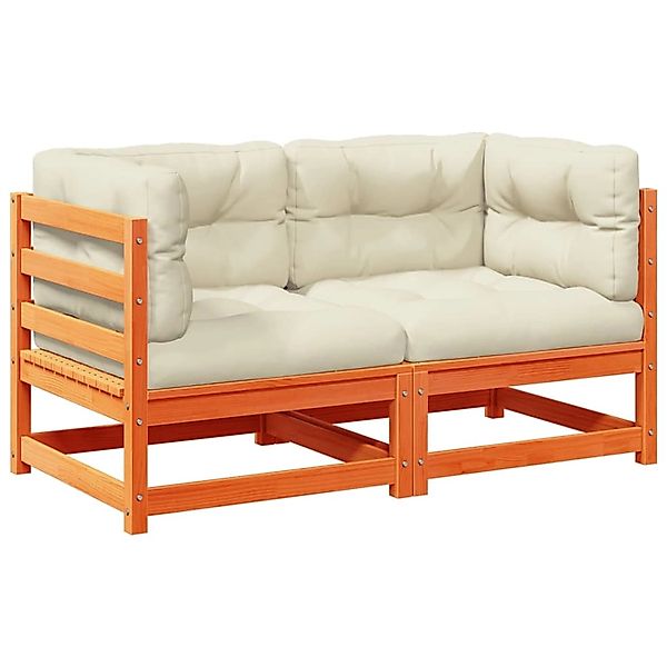 vidaXL 2-Tlg Garten-Sofagarnitur mit Kissen Wachsbraun Kiefernholz 3295827 günstig online kaufen