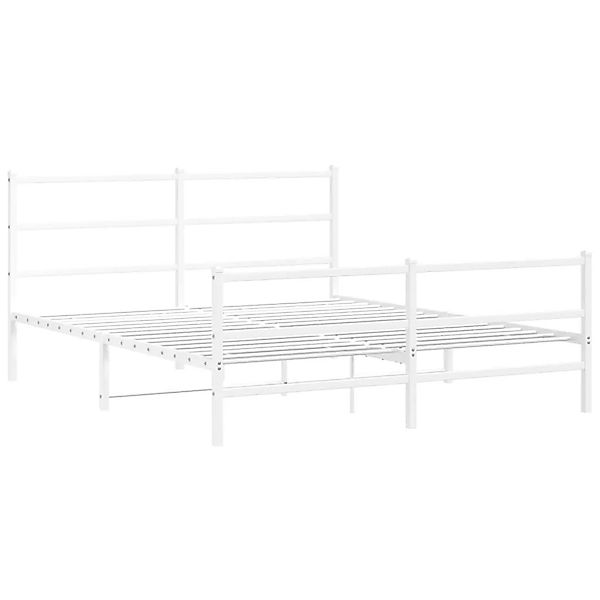 vidaXL Bettgestell mit Kopfteil und Fußteil Metall Weiß 150x200 cm 355434 günstig online kaufen
