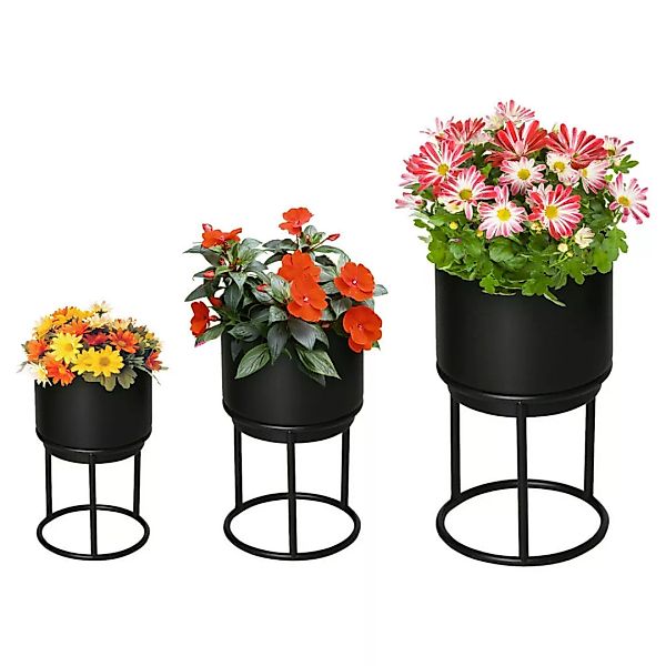 Outsunny Blumenständer schwarz Metall H/D: ca. 41x22 cm günstig online kaufen