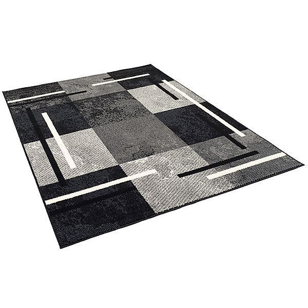 Pergamon Teppich Modern Trendline Karo Schwarz 160x225cm günstig online kaufen