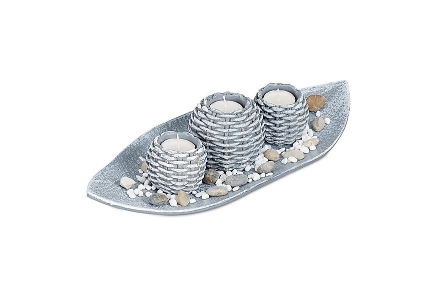 relaxdays Teelichthalter Kerzen Deko mit Schale günstig online kaufen