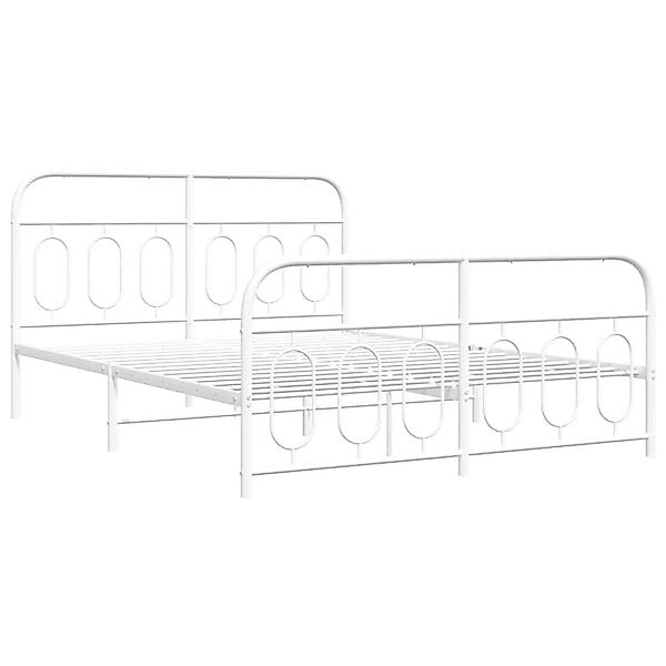 vidaXL Bettgestell mit Kopf- und Fußteil Metall Weiß 150x200 cm 377186 günstig online kaufen