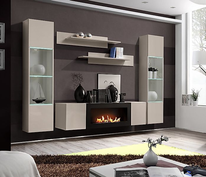 ASM-Moebel Wohnwand Wohnwand FLY M3 CC mit Push-Click System mit Bio Ethano günstig online kaufen