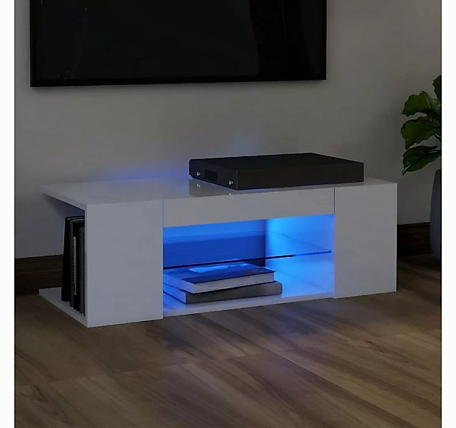 vidaXL TV-Schrank TV-Schrank mit LED Leuchten Hochglanz-Weiß 90x39x30 cm Lo günstig online kaufen