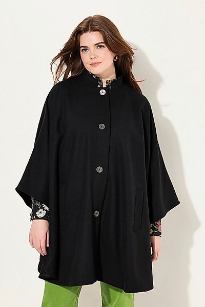 Ulla Popken Sommerjacke Cape Stehkragen Knopfleiste Langarm günstig online kaufen