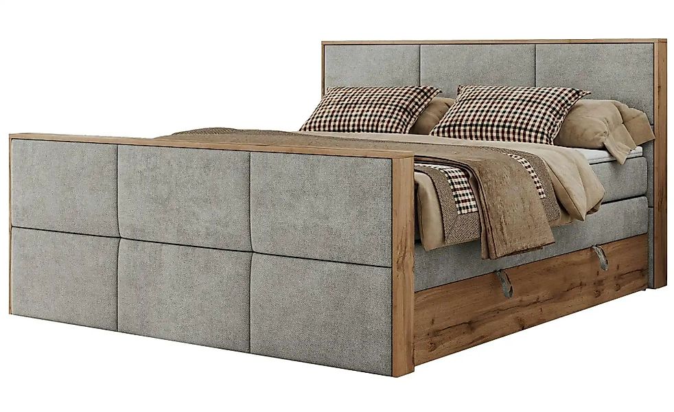 Boxspringbett mit Bettkasten Albero 2 King Duo ¦ grau ¦ Maße (cm): B: 148 H günstig online kaufen