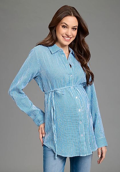 Neun Monate Umstandsshirt "Umstands-Bluse, Streifenbluse" mit Blusenkragen, günstig online kaufen