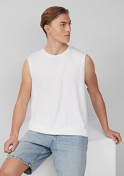 QS Muskelshirt T-Shirt Tanktop mit Flammgarnstruktur und Logoprint günstig online kaufen