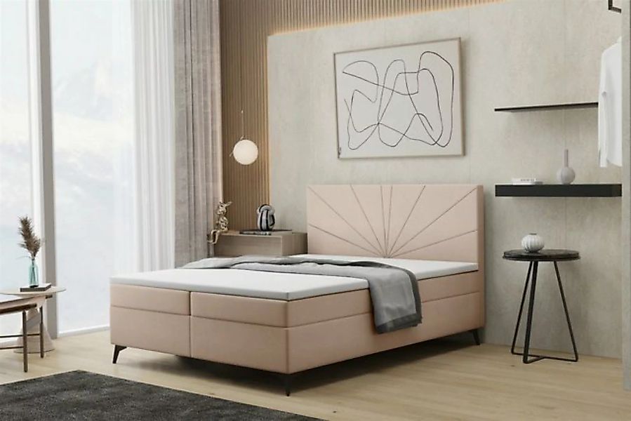 Fun Möbel Boxspringbett Schlafzimmerbett PONCE Überlänge in Stoff Riviera ( günstig online kaufen