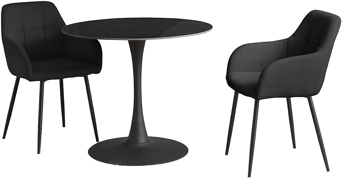 HELA Essgruppe »MOSEL«, (3 tlg.), Tisch 90x75 cm, Platte rund, gesinterter günstig online kaufen