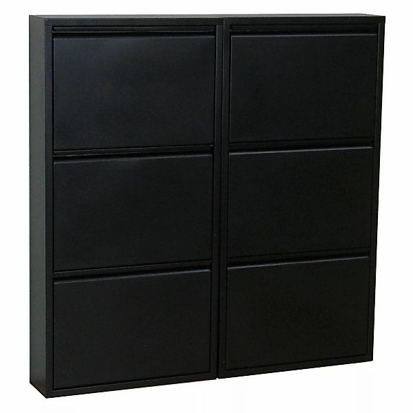 ebuy24 Pisa Schuhschrank mit 6 Klappen in Metall Schwarz günstig online kaufen