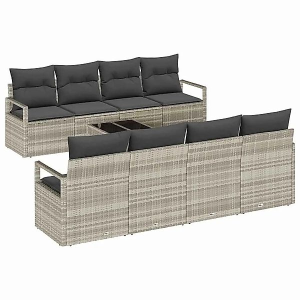 vidaXL Sofa Set mit Kissen 7-Tlg Hellgrau Poly-Rattan 3346312 günstig online kaufen