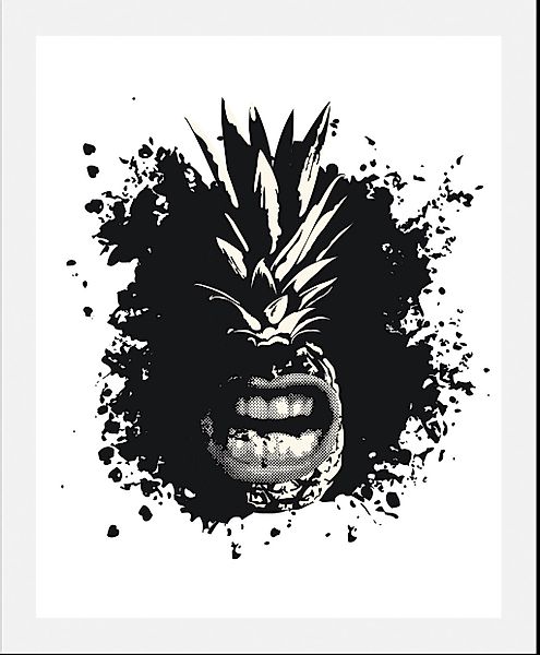 queence Bild »Angry Pineapple«, (1 St.), HD Premium Poster-Druck inkl. Holz günstig online kaufen