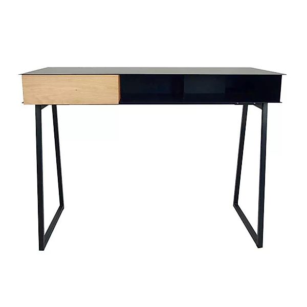 Design Schreibtisch in Schwarz aus Stahl Schublade günstig online kaufen
