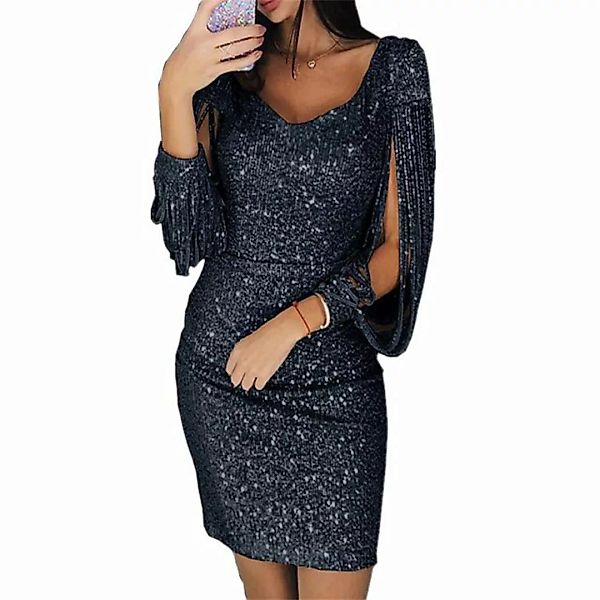 RUZU UG Abendkleid Damen kleid Etui-Kleid Quasten A Linien Freizeitkleider günstig online kaufen