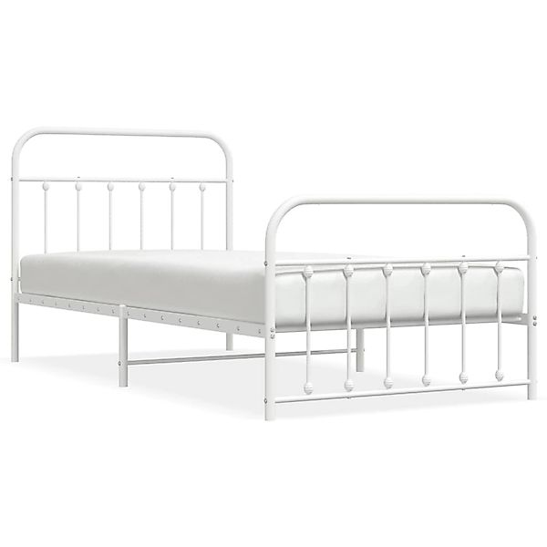 vidaXL Bettgestell, Bettrahmen mit Kopf- und Fußteil Metall Weiß 107x203 cm günstig online kaufen