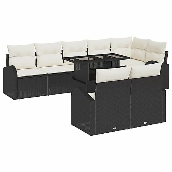vidaXL Sofa Set mit Kissen 9-Tlg Schwarz und Creme Poly-Rattan 3348663 günstig online kaufen