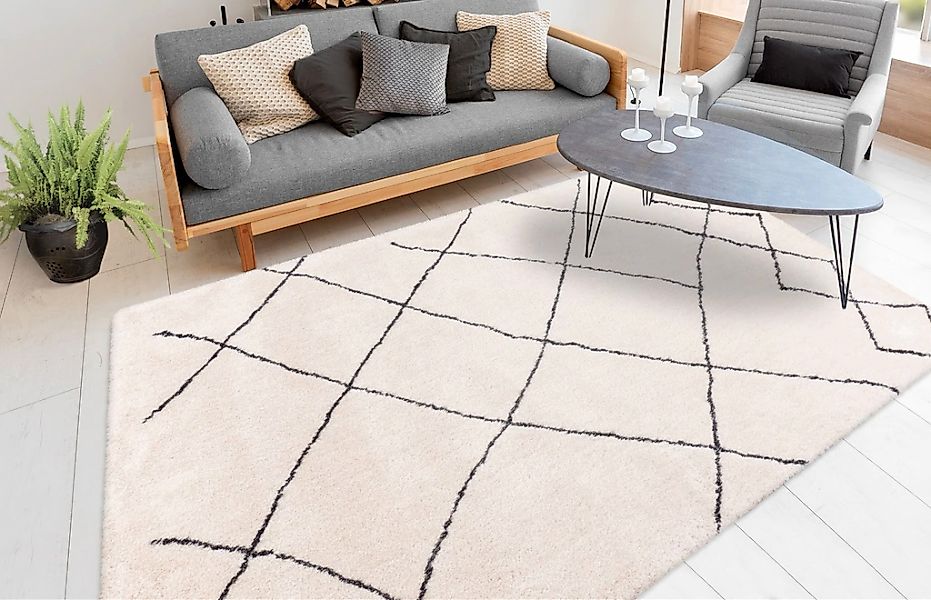 my home Hochflor-Teppich "Amanda" rechteckig 27 mm Höhe Wohnzimmer günstig online kaufen