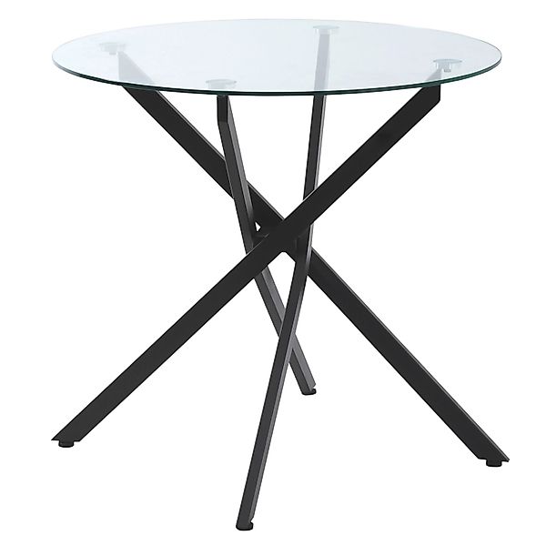 HOMCOM Beistelltisch mit Sicherheitsglas Runder Metall Schwarz 80 x 80 x 75 günstig online kaufen