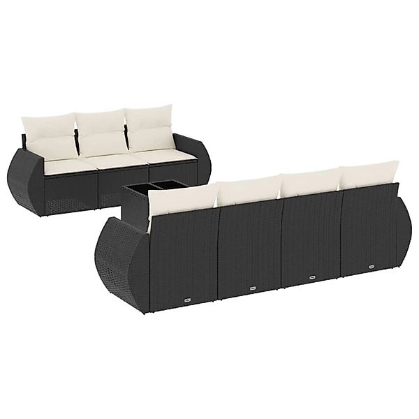 vidaXL 8-Tlg Garten-Sofagarnitur mit Kissen Schwarz Poly Rattan 3221125 günstig online kaufen