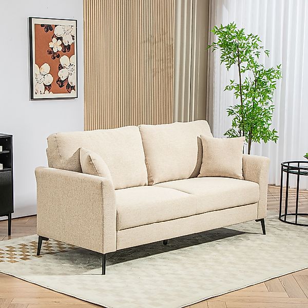 HOMCOM 2 Sitzer Sofa, Couch mit Leinenoptik, Metallbeine, Polstersofa, Gepo günstig online kaufen