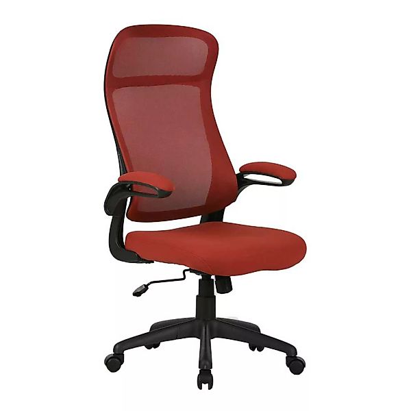 Roter Schreibtischsessel aus Webstoff und Mesh Gewebe höhenverstellbar günstig online kaufen