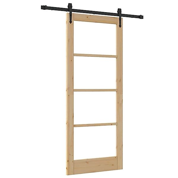 vidaXL Schiebetür ORKDAL Braun 83 x 202 cm Holz und Metall 3332445 günstig online kaufen