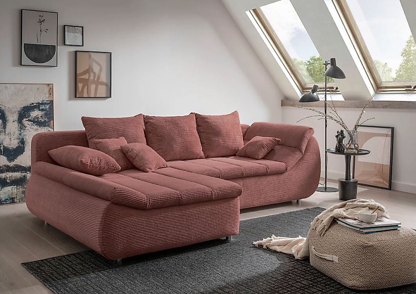 INOSIGN Ecksofa "Imola elegant und bequem, aktuelle Steppung im Sitz, L-For günstig online kaufen