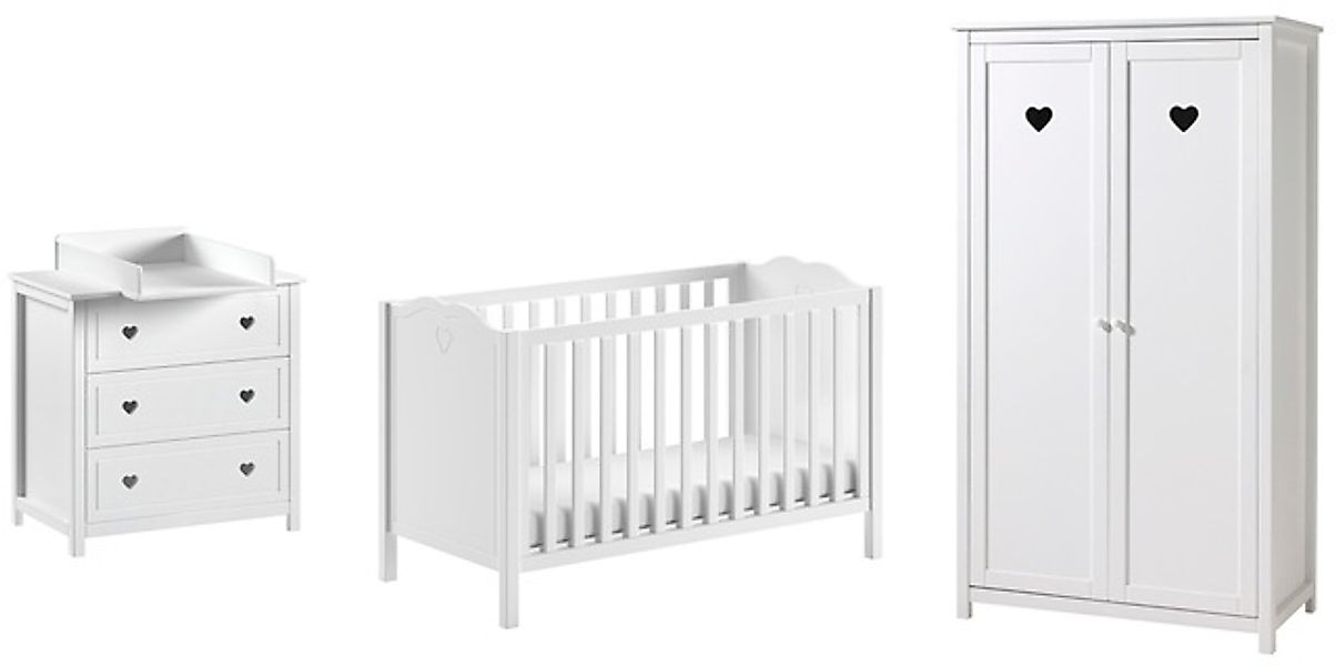 Vipack Babyzimmer-Komplettset »Amori Set 4-tlg. mit nostalgischer Herz-Opti günstig online kaufen