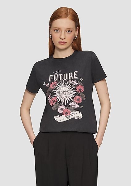 QS Kurzarmshirt Baumwollshirt mit Frontprint in günstig online kaufen