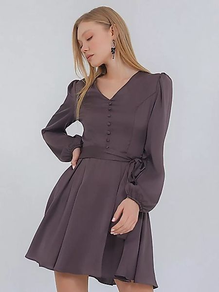 Freshlions Satinkleid Kleid 'Lilla' L braun Sonstige, Taillentunnelzug günstig online kaufen