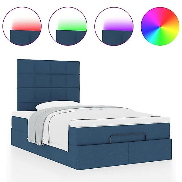 vidaXL Bett Ottoman-Bett mit Matratze & LEDs Blau 120x190 cm Stoff günstig online kaufen