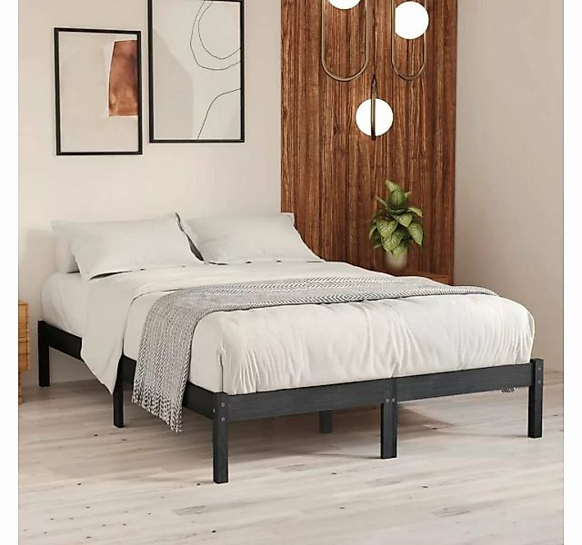furnicato Bett Massivholzbett Grau Kiefernholz 140x190 cm günstig online kaufen