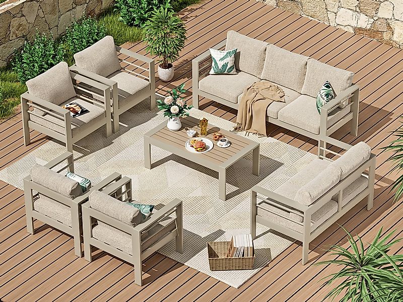 MeXo Gartenlounge-Set Terrassenmöbel Set 8-10 Personen Aluminium outdoor we günstig online kaufen