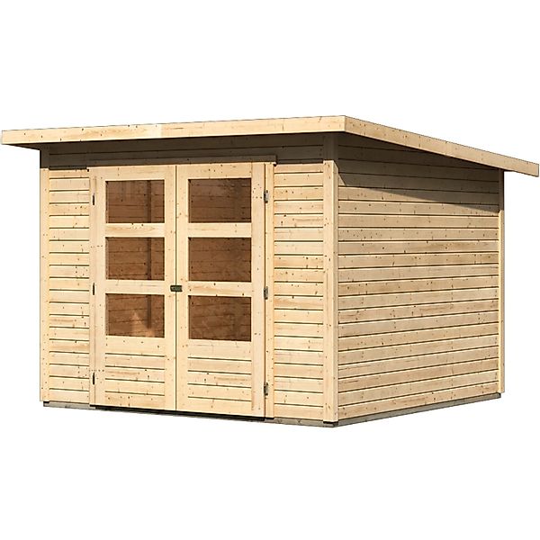 Karibu Holz-Gartenhaus Sitten Natur Pultdach Unbehandelt 242 cm x 242 cm günstig online kaufen