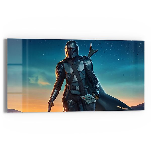 DEQORI Glasbild 'Mandalorian und Baby Yoda', günstig online kaufen