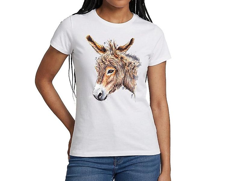 Spreadshirt T-Shirt Esel Profil Kopf Aquarell Frauen T-Shirt (1-tlg) günstig online kaufen