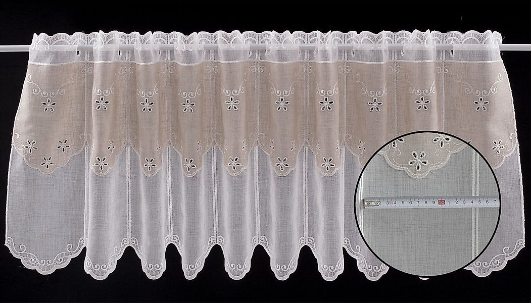 Gardinen Kranzusch Scheibengardine Landhaus Doppelstoff, Stangendurchzug, t günstig online kaufen