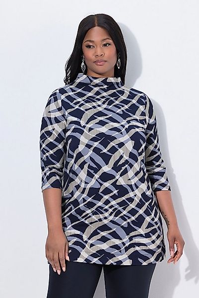 Ulla Popken Sweatshirt Sweatshirt Zebra-Design A-Linie Stehkragen 3/4-Arm günstig online kaufen